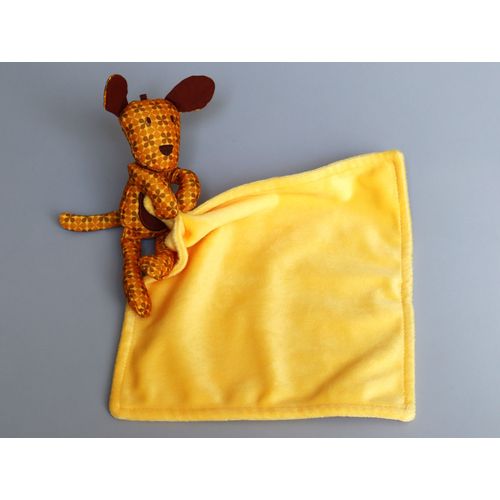 Doudou Chien Orange Marron Jaune Mouchoir Pommette