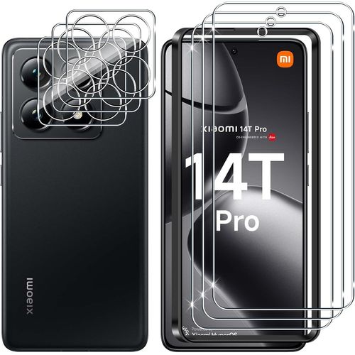 Verre Trempé Pour Xiaomi 14t Pro/Xiaomi Mi 14t Pro, 3+3 Pièces Protection Écran + Caméra Arrière Protecteur Film, 9h Dureté Hd Anti-Rayures Vitre Trempé Sans Bulles Protecteurs D'écran