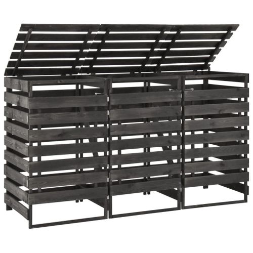 Vidaxl Abri De Poubelle Triple 210x75x121 Cm Bois De Pin Massif Peint