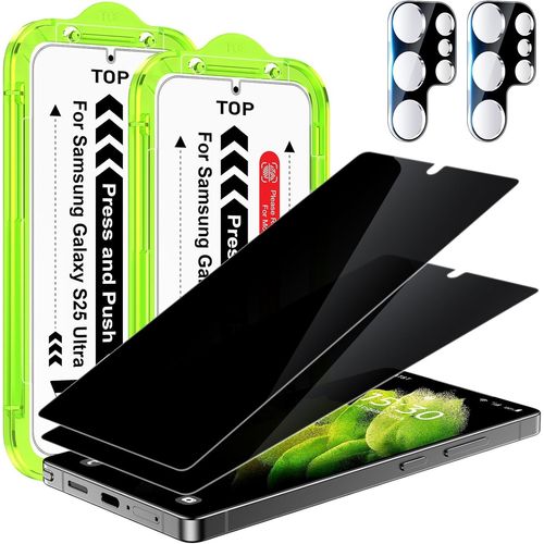 Anti-Espion Pour Samsung Galaxy S25 Ultra Protection D'écran,2+2 Pièces Pet Film Ecran Privacy Screen Protector S25 Ultra,Et 2x Verre Trempé Camera Objectif Protecteur,6,8 Pouces