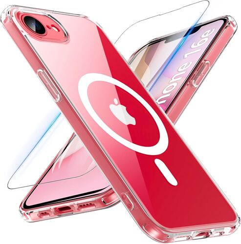 Coque Pour Iphone 16E 2025 Avec Verre Trempé, Compatible Avec Magsafe, Magnétique Coque Iphone 16E Antichoc Étui De Protection Housse Case Pour Iphone 16E 6.1"" (Transparent)