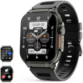 Montre Connectée Hommes Ultra Pour Répondre Aux Appels, Avec Moniteur De Fréquence Cardiaque Et De Sommeil,Stockage De Musique, Batterie 600 Mah, Smartwatch Militaire Compatible Avec Android Ios