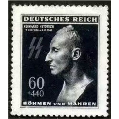 Tchécoslovaquie, Occupation Allemande, Bohème Moravie 1943, Très Beau Timbre Neuf** Luxe Yvert 110, Mort De Reinhard Heydrich, Officier Ss Abattu Par Les Partisans Tchèques.