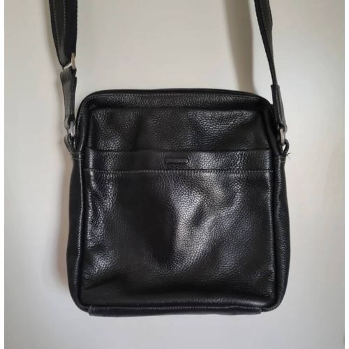 Sacoche bandoulière homme en cuir noir