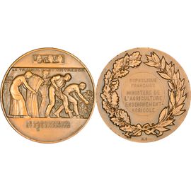 France - Medaille - Le Travail Est Un Trésor - Le Laboureur Et Ses Enfants - Agriculture - 24-331