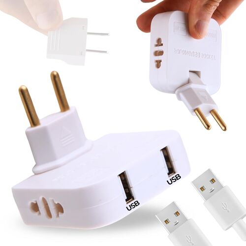 Multiprise Plate - Prise Murale Extra Plate 2 Ports USB + 2 Prises - Adaptateur Multiprise Plat - Prise Murale