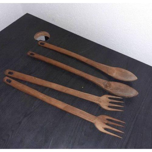 Grandes Fourchettes Et Cuillères En Bois