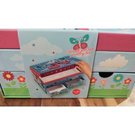 Kit créatif : décor ta boîte à bijoux avec tiroirs bleu