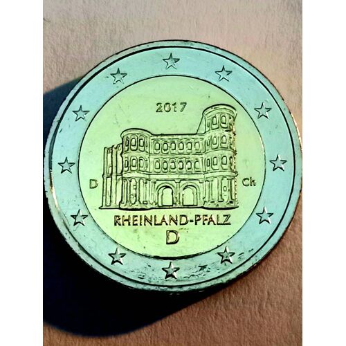2 Euros 2017 Le Land De La Rhenanie-Palatinat Et La Porta Nigra À Trêves.