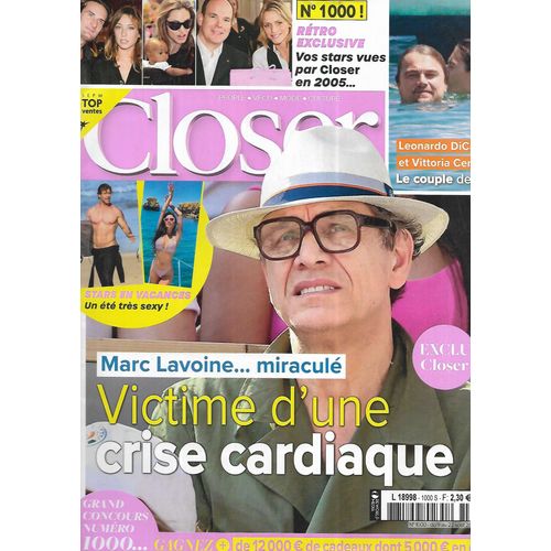 Closer N°1000 09/08/2024 Marc Lavoine/ Rétro Exclusive/ Leonardo Dicaprio & Vittoria/ Stars En Vacances/ Bella Hadid/ Anna Sawai