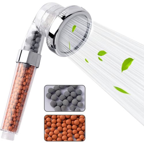 Pommeau de Douche SPA avec Tourmaline Minérale, Purifie économie d'eau, 3 Jets Universelle Blanc Douchette Haute Pression Douche Salle de Bain