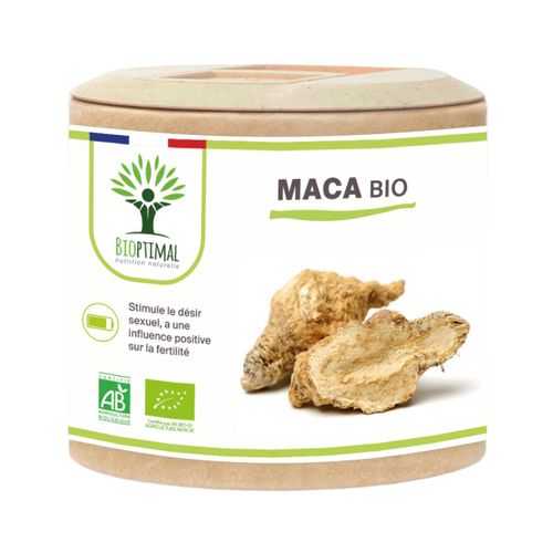 Maca Bio - Complément Alimentaire - Énergie Aphrodisiaque Fertilité - 100% Racine De Maca En Poudre - Origine Pérou - Conditionné En France - Certifié Ecocert - Vegan - 60 Gélules 