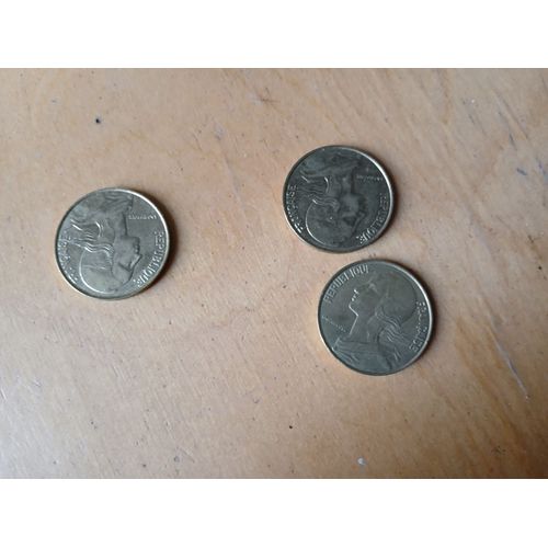 3 Pieces De 20 Ct De Franc 1994 Aluminium 4 G Tb Etat