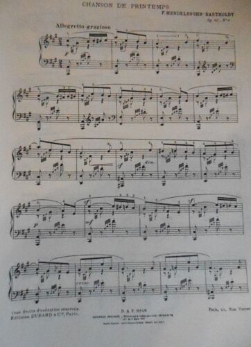 Mendelssohn-Bartholdy : Chanson De Printemps (Piano)