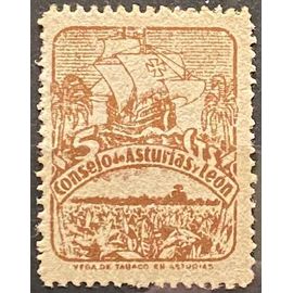 Timbre Guerre Civile Espagne Consejo De Asturias Y León - 5 Cts
