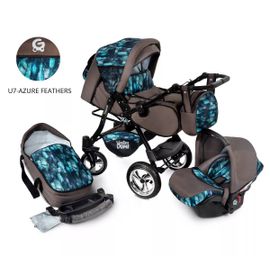 Poussette 3 En 1 Haut De Gamme Landau Urbano Avec Siège Auto Inclus! Azure Feathers