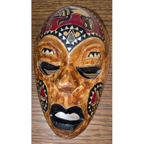 Masque Africain en Bois et Nacre