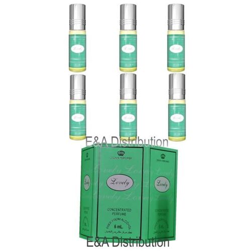 Al Rehab Parfum Musc Oriental Mixte Par Lot De 6 -Lovely-6 Ml- Al Rehab- 