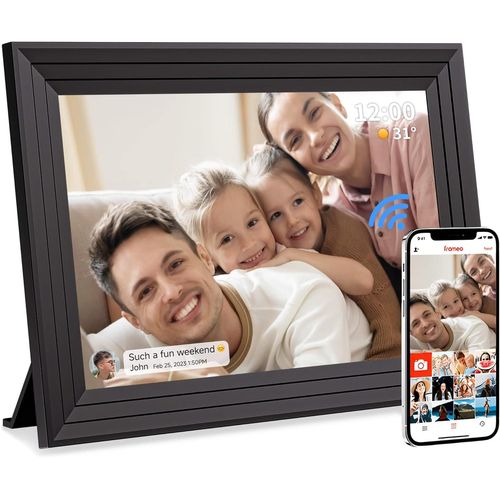 Cadre Photo Numérique WiFi Connecté - 10,1 Pouces 32Go Frameo 1280x800 HD Cadres Video Grand Format IPS Écran Tactile Rotation Automatique Espace Electronics Digital Frame Album