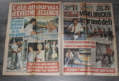 Jakie Quartz 1/2p/ Daniele Evenou 1/2p/ Francis Huster 1p/ Valerie Lagrange 1/2p/Drucker Couv + 1p/ Evelyne Leclercq Dos De Couv + 1p/ Genevieve Bujold 1/2p/ Michel Delpech 1p/ Jose Villamor 1/2p/