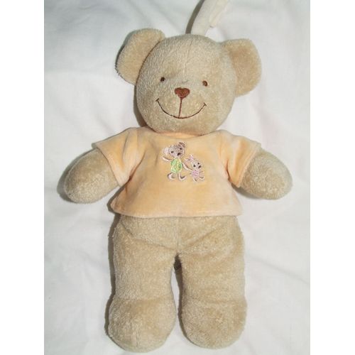 Ours Tex Pull Saumon Brode Chien Musical Boite A Musique