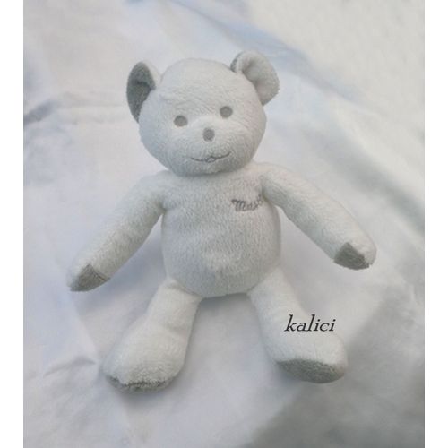 Doudou Peluche Ours Blanc Et Gris Clair Musti De Mustela