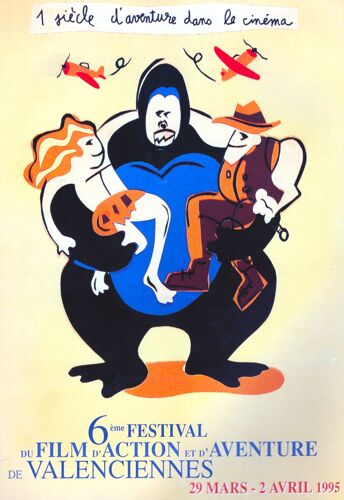 Affiche Officielle 120x160 Cm Env - 6e Festival Du Film D’Action Et D’Aventures De Valenciennes 1995 - Rétrospective Thématique : Un Siècle D’Aventures Dans Le Cinéma 