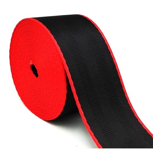 Ansetendance - 10 Mètres X 48mm De Sangle Type Ceinture De Sécurité En Polyester Pour Sacs Fait Main Anse Bandoulière Créations Couture Fournitures De Mercerie Couleur : Noir Bords Rouge