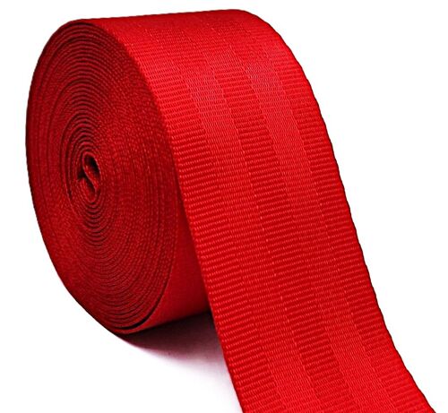 AnseTendance - 10 mètres x 48mm de sangle type ceinture de sécurité en polyester pour sacs fait main anse bandoulière créations couture fournitures de mercerie couleur : Rouge