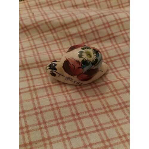 Petit Escargot En Poterie Peinte Colorée Vintage Années 80 Mexico.