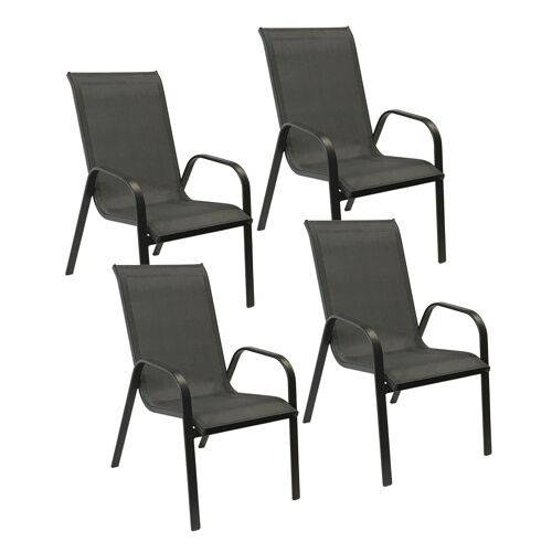 Lot De 4 Chaises Marbella En Textilène Gris - Aluminium Gris Anthracite