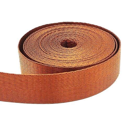 AnseTendance - 25mm x 10 mètres de sangle 1mm en polyester brillant à chevrons pour créations couture anse bandoulière sac à dos à main banane tote-bag fait main couleur : Ambre