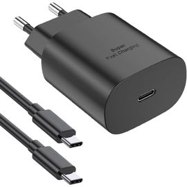 Chargeur Noir Rapide 25W + Cable USB C pour Samsung S25 / S25 Plus / S25 Ultra / S24 FE / Z Flip 6 / A16 / A36 / A56 - Little Boutik®