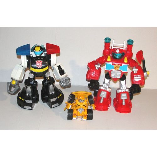 Transformers Pompier Police Bumblebee Lot 3 Figurines Robot Articulés 24 Cm