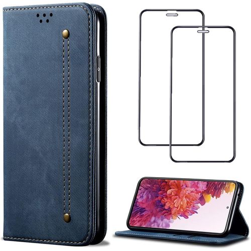 Coque Pour Oppo Realme 5 Etui Flip Case Portefeuille Cuir Pochette Magnetique Fentes De Cartes Fonction Support - Bleu