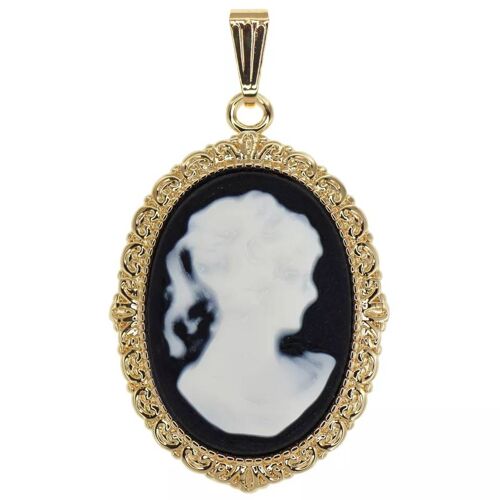 Pendentif Forme Ovale"Camée Bord Travaillé"Plaqué Or 750/000