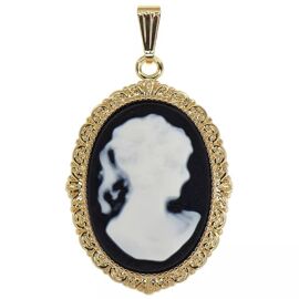 Collier Pendentif Camée Bleu - Plaqué Or 18 Carats, Marque Bijouxia, Neuf Avec étiquettes