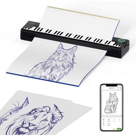 Imprimante Stencil Tatouage, Imprimante Transfert de Tatouage,P90Pino Imprimante Thermique Tatouage, Imprimante de Tatouage Portable avec 5pcs Tatouage Papier,Compatible avec Android iOS Mac