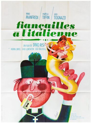 Fiançailles A L'italienne (Straziami Ma Di Baci Saziami) - Véritable Affiche De Cinéma Pliée - Format 120x160 Cm - De Dino Risi Avec Nino Manfredi, Ugo Tognazzi, Pamela Tiffin, Livio Lorenzon - 1968 #