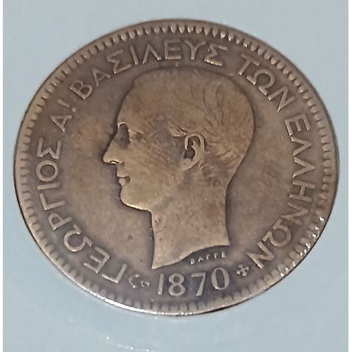 Greece, George I, 10 Lepta, 1870, Cuivre Strassburg, Tb, Km:43