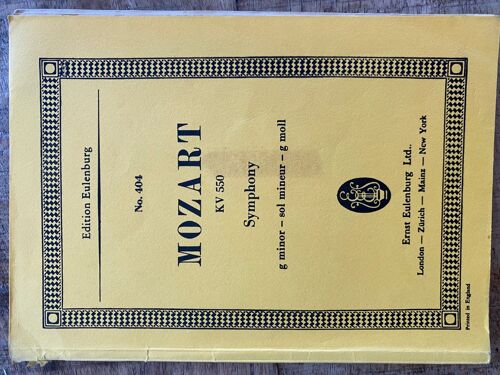 Partition D'orchestre De La Symphonie N40 En Sol Mineur Kv 550 Édition Eulenburg