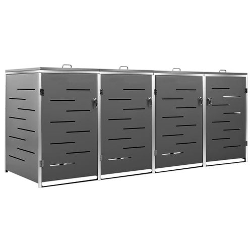 vidaXL Abri pour quatre poubelles 276,5x77,5x112,5 cm Inox