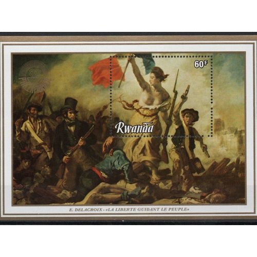 Rwanda Timbre Tableau La Liberté Guidant Le Peuple