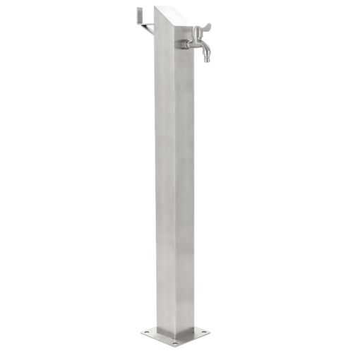 Colonne À Eau De Jardin Carrée Acier Inoxydable 95 Cm