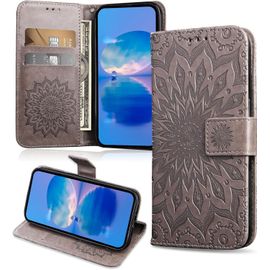 KAL-Coque Pour Huawei Y6 2019 / Honor 8A, Protection Etui En Pu Cuir Portefeuille, Antichoc Housse À Rabat Compatible Avec Huawei Y6 2019 / Honor 8A, Gris