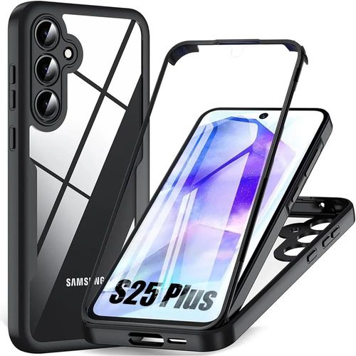 Coque Intégrale pour Samsung Galaxy S25 Plus (Galaxy S25+) Antichoc Tranparent Bordure Noir Rigide - E.F.Connection