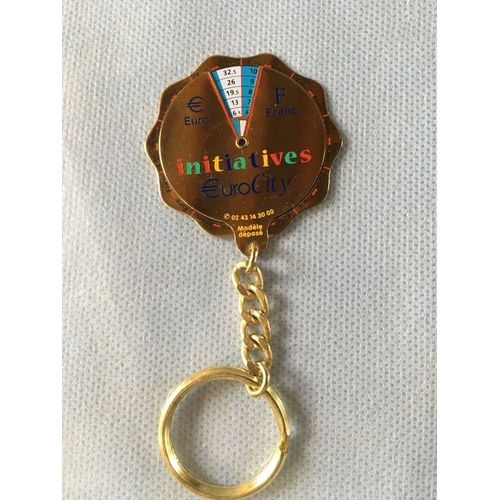 Rare Porte Cles Eurocity Doré ( Conversion Franc/Euro ) Neuf Idée Cadeau