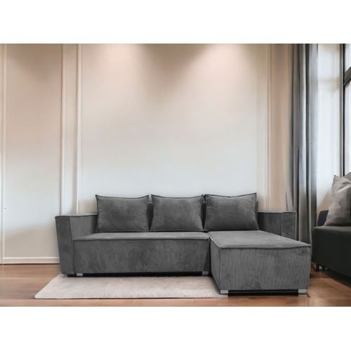 Canape Paris Pearl Convertible Angle Reversible Cotele Gris 232x147x72cm