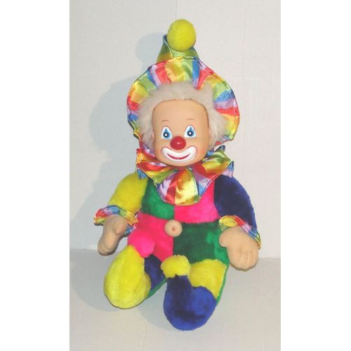 Peluche Clown Assis 38 Cm Vintage Eluz