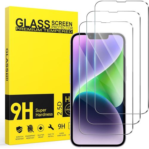 3 Pieces Tempered Glass Screen Protector Film For Iphone 14 Iphone 16e Iphone 13 Ultra Resistant Anti-Scratch Bubble-Free Screen Protector With Iphone 13 Pro 6.1 Inch